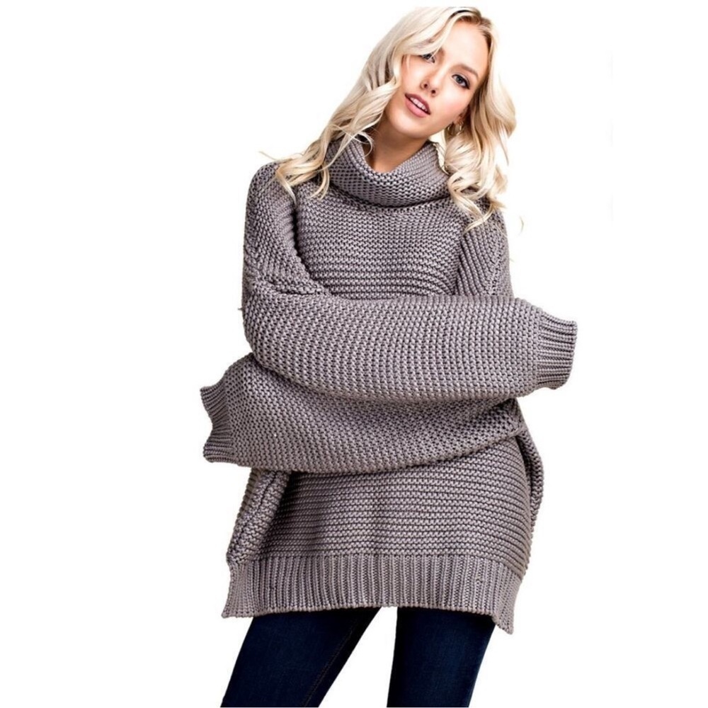 Vici Charcoal Knit Turtleneck Sweater